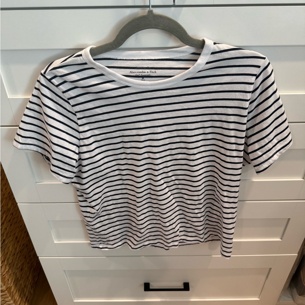 Abercrombie & Fitch Navy and White Striped Tee